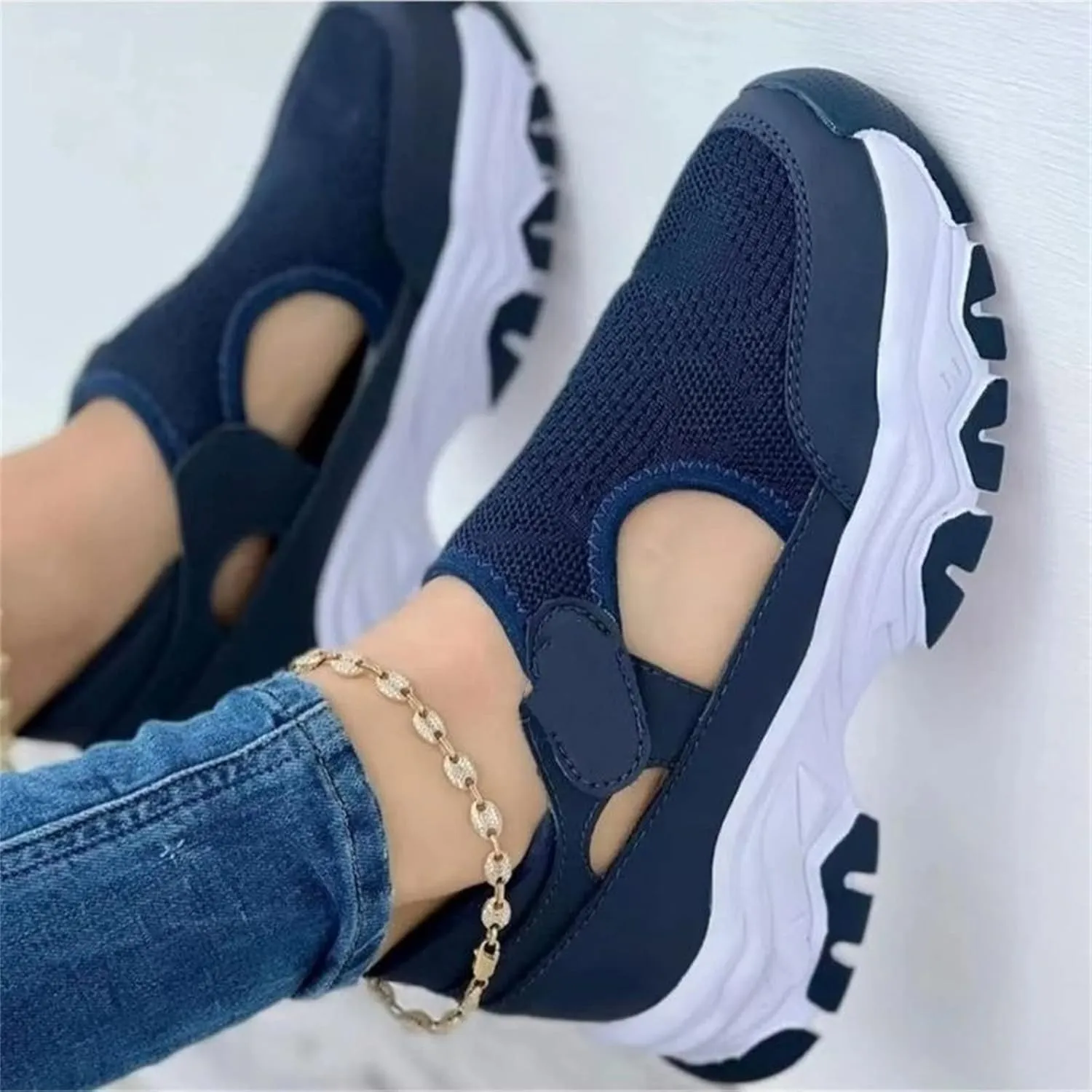 Ladmiple Shoes For Women Sneakers Trendy Fashion Slip on Walking Shoes Casual Summer Lace Low Platform Flats Loafers