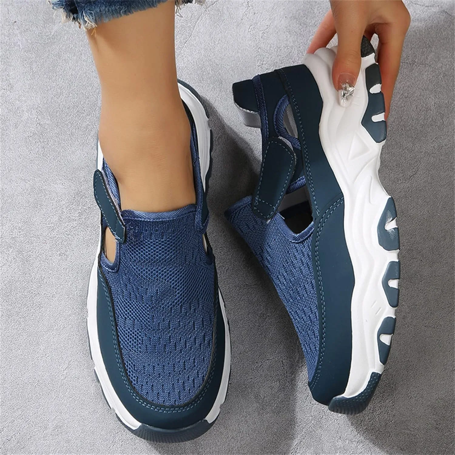 Ladmiple Shoes For Women Sneakers Trendy Fashion Slip on Walking Shoes Casual Summer Lace Low Platform Flats Loafers
