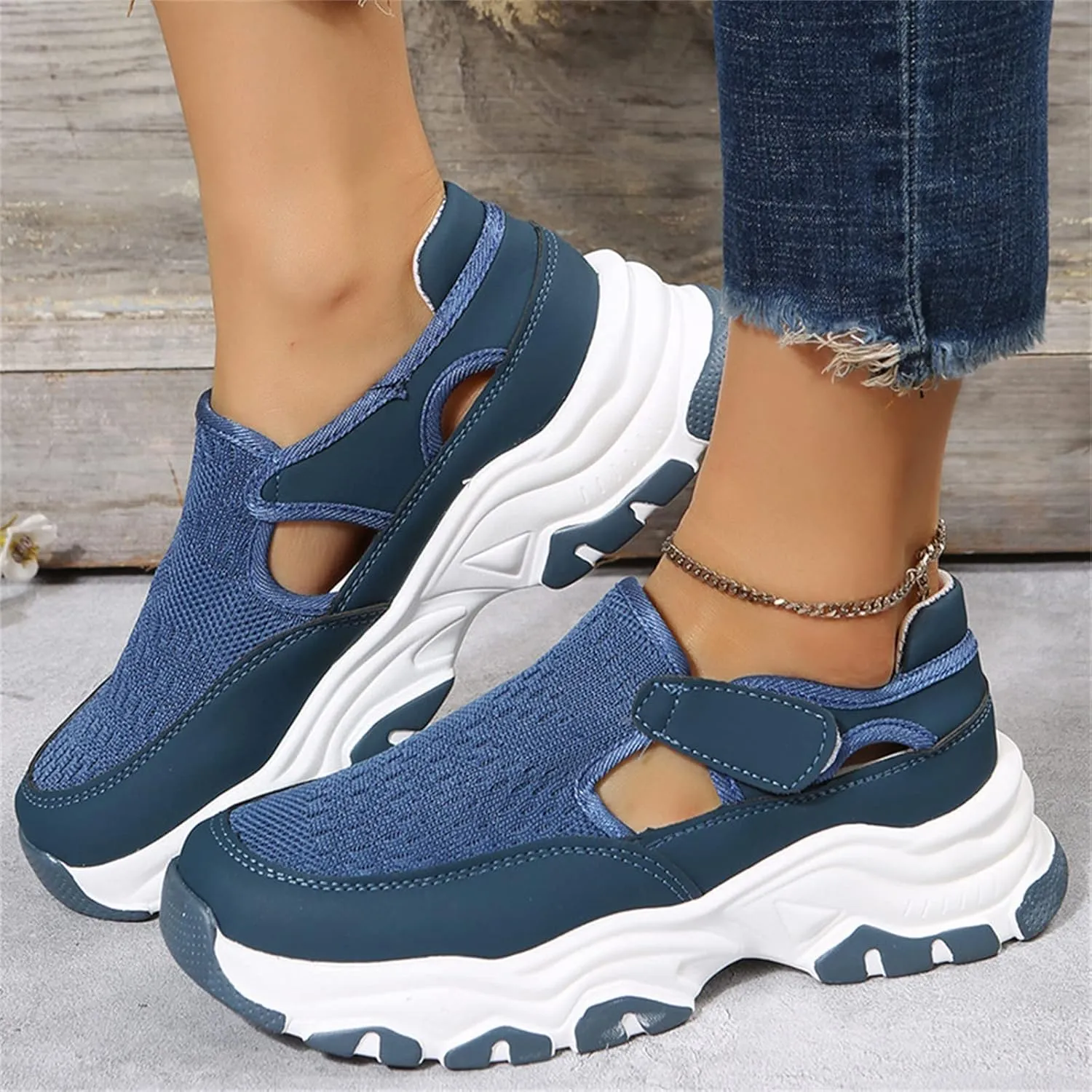 Ladmiple Shoes For Women Sneakers Trendy Fashion Slip on Walking Shoes Casual Summer Lace Low Platform Flats Loafers