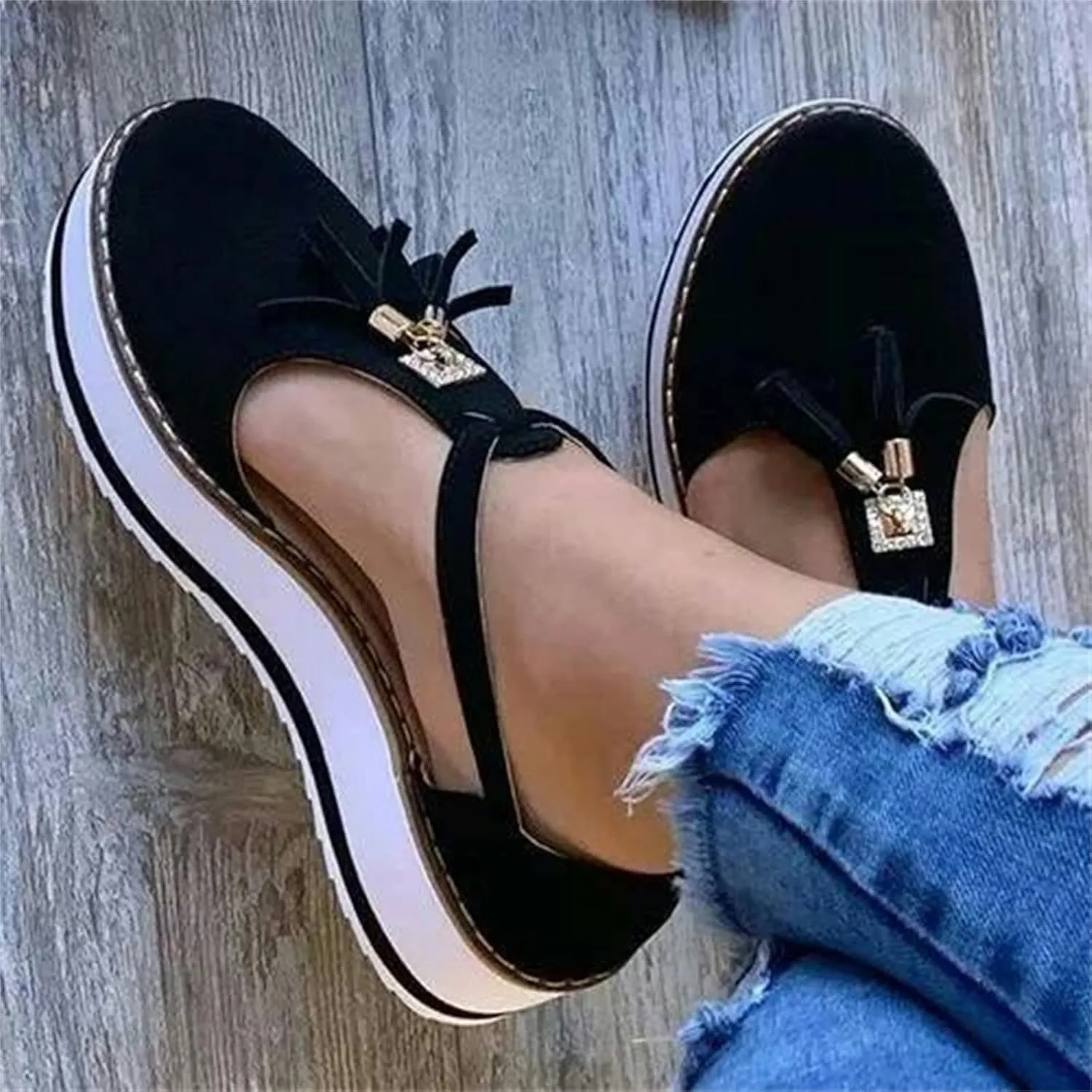 Ladmiple Sneakers For Women Slip On Low Cut Casual Walking Shoes Dressy Summer Comfort Fashion Platform Flats Loafers