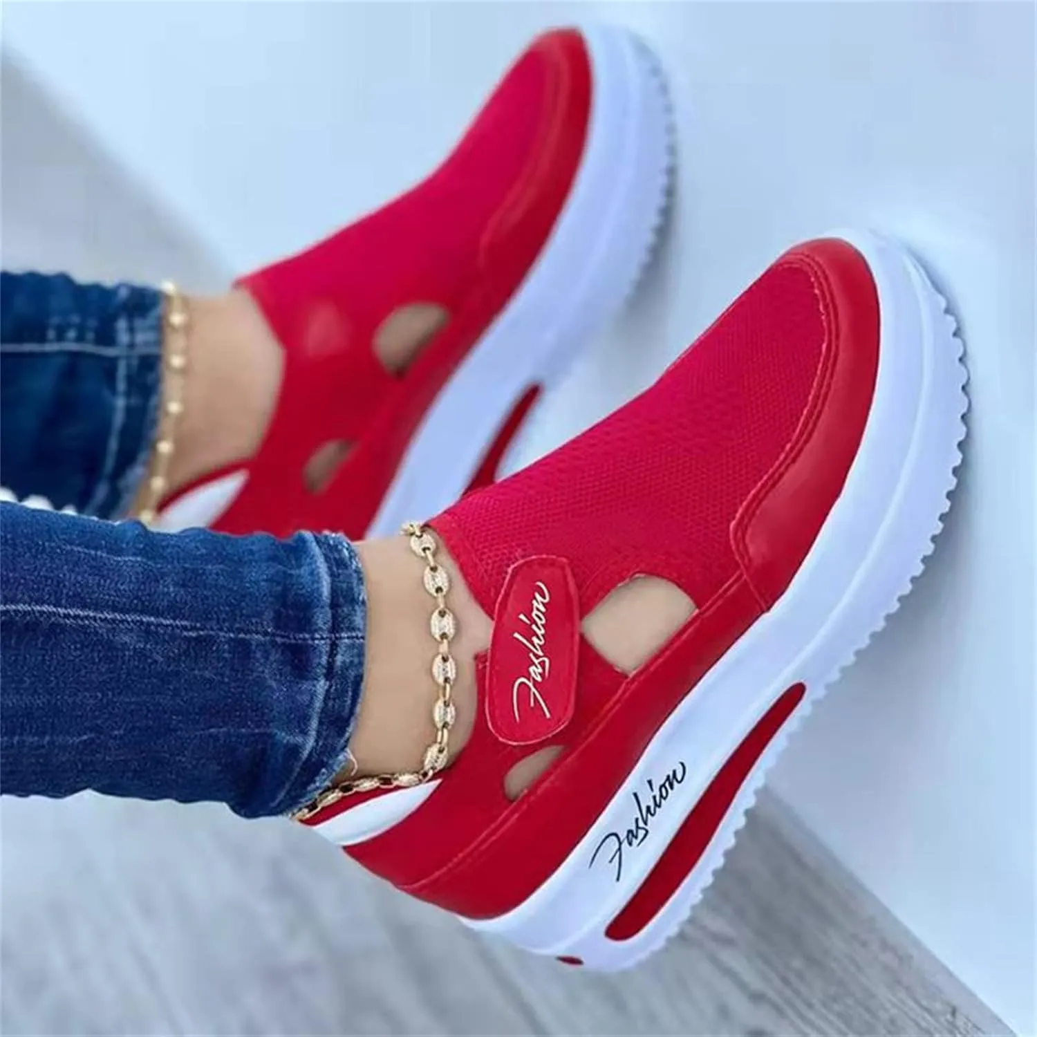 Ladmiple Sneakers For Women Slip On Wide Width Lace ups Casual Canvas Walking Shoes Dressy Summer Fashion Flats Loafers