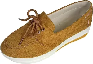 Ladmiple Sneakers For Women Slip On Wide Width Walking Shoes Platform Loafers Casual Dressy Summer Lace Up Flats Shoes