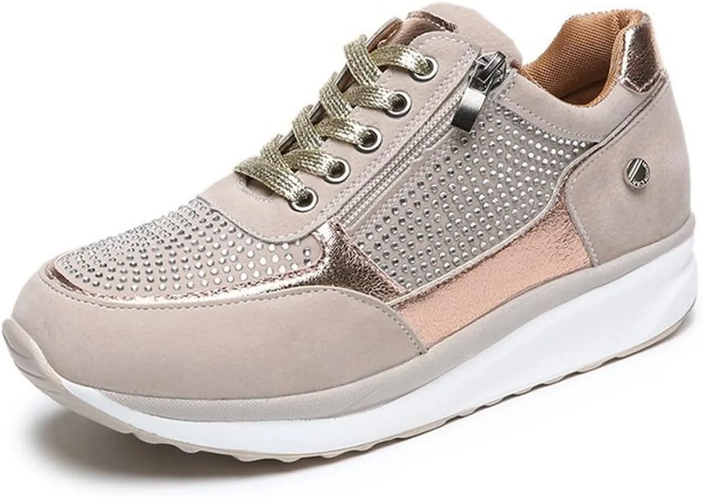Ladmiple Sneakers For Women Walking Shoes Wide Width Slip on Glitter Shoes Fashion Dressy Summer Sparkly Flats Loafers