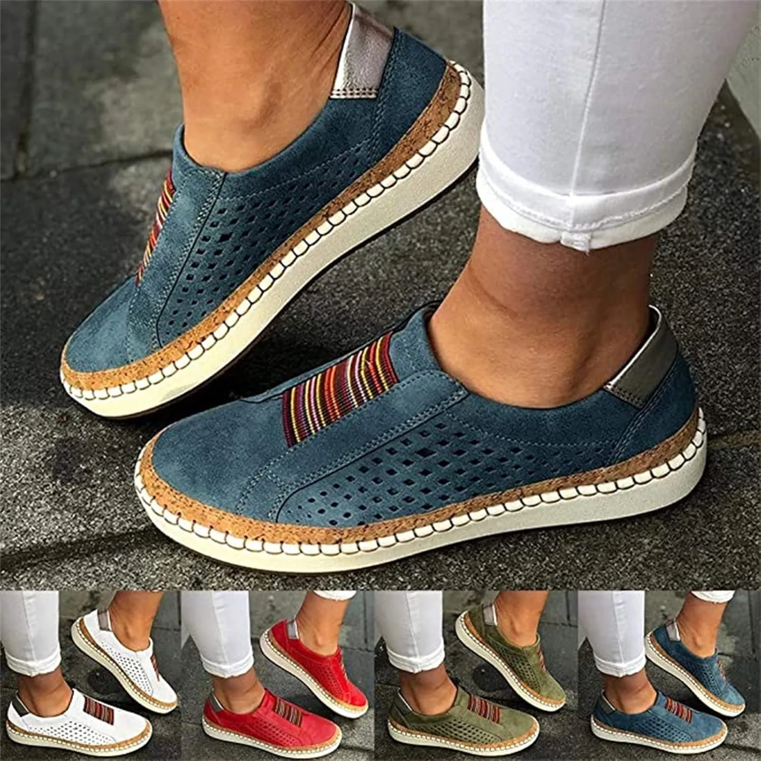 Ladmiple Womens Shoes Dressy Casual Loafers Low Top Canvas Sneakers Slip On Casual Fashion Comfortable Walking Shoes