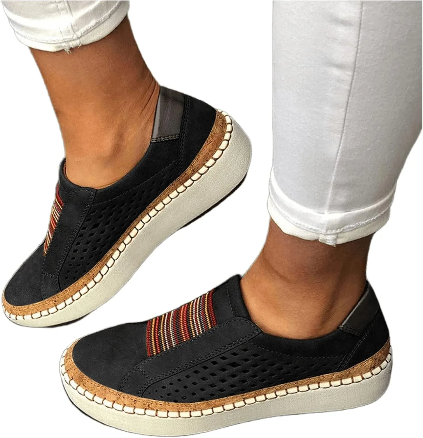 Lausiuoe Christmas Shoes For Women Flats Canvas Shoes Low Cut Casual Walking Sneaker Classic Fashion Soft Comfort Slip On Loafers