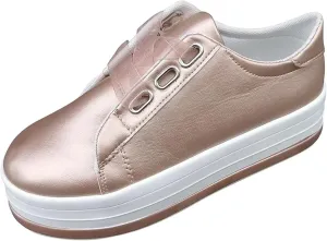 Lausiuoe Shoes For Women Dressy Casual Platform Leather Sneakers Low Top Fashion Comfortable Walking Flat Shoes Loafers