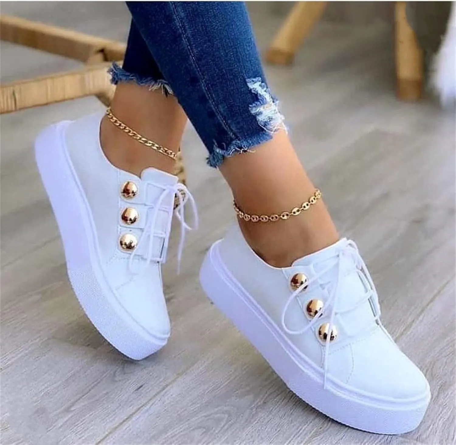 Lausiuoe Sneakers For Women Walking Shoes Comfortable Fashion Canvas Shoes Non-Slip Classic Casual Low Top Flat Loafers