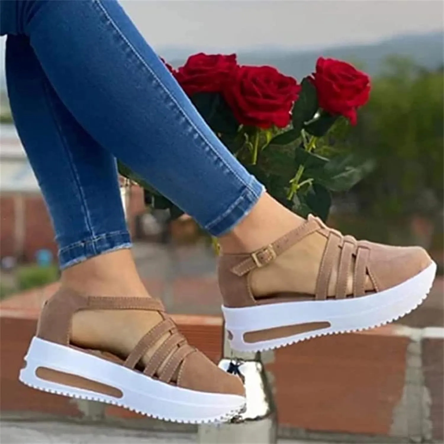 Lausiuoe Sneakers For Women Walking Shoes Wide Width Comfortable Casual Fashion Slip On Low Top Leather Flat Loafers