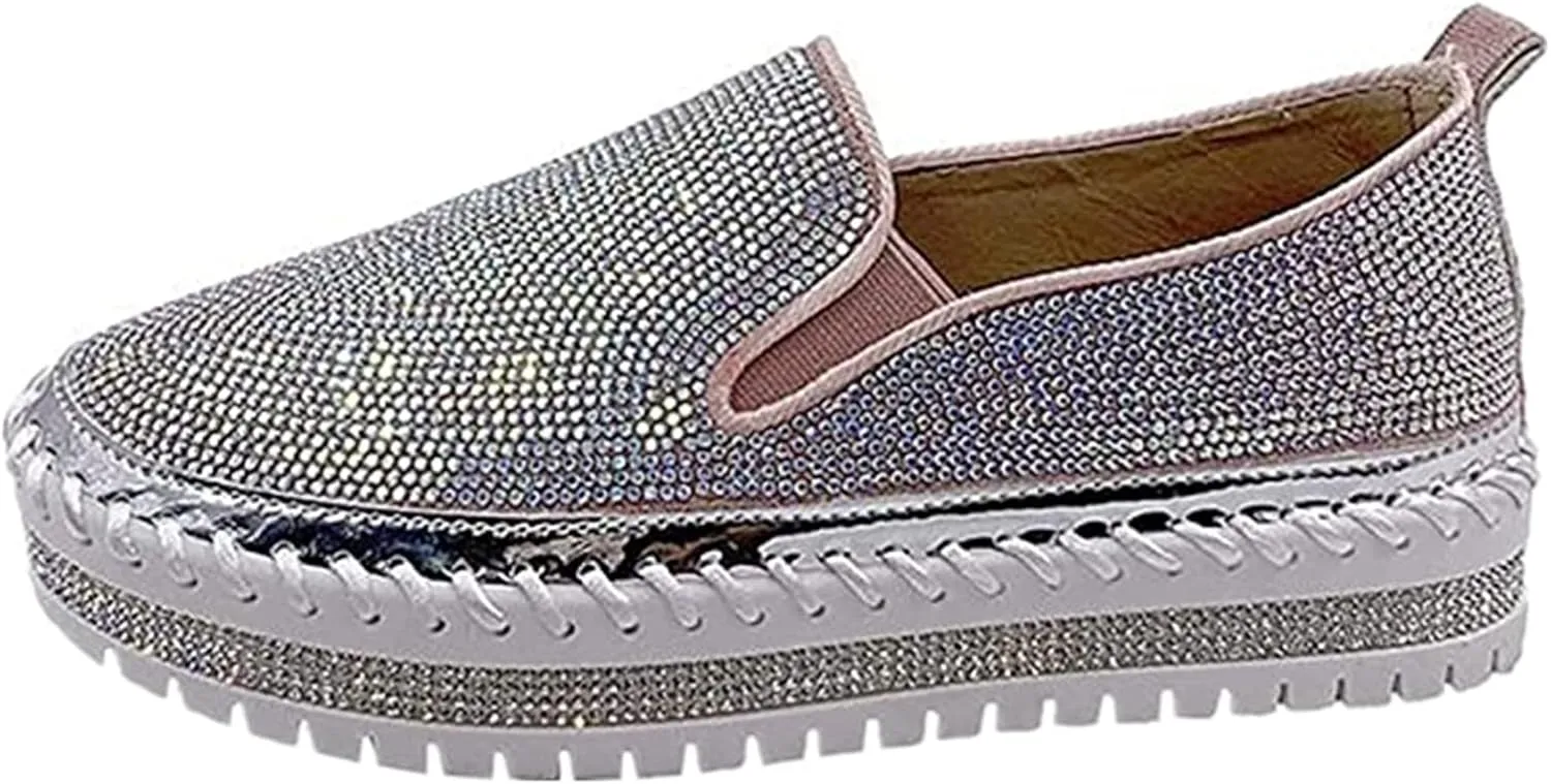 Lausiuoe Sneakers For Women Walking Shoes Wide Width Slip on Low Top Leather Sneakers Non Slip Fashion Flat Loafers