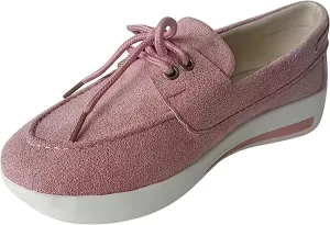 Lausiuoe Women's Fashion Sneakers Slip On Leather Shoes Low Top Non Slip Fashion Casual Comfort Walking Flat Loafers