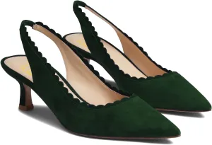 LEHOOR Women Kitten Heel Slingback Pumps Shoes Pointed Closed Toe Elastic Ankle Strap Suede Dress Sandals 2.5" Heels Classic Office Work Pump Dressy Elegant Wedding Evening Shoes Comfort 4-11 M US