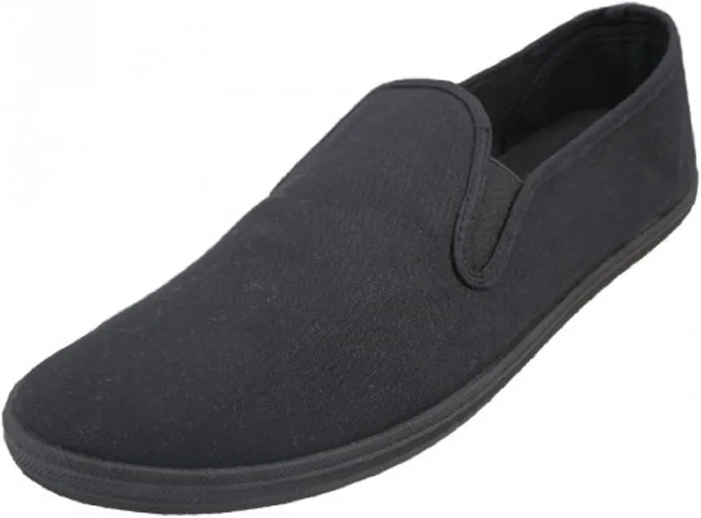 LF wear Mens Canvas Shoes Slip on Sneakers, Black 8.5