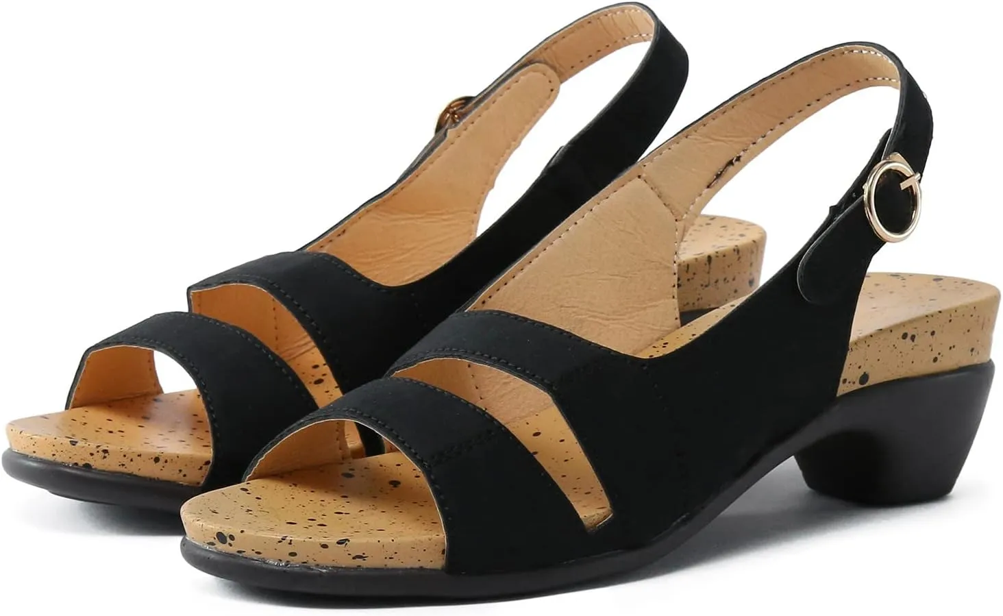Libiyi Sandals Women 2025,Comfy Orthotic Dotmalls Shoes,Dressy Summer Open Toe Ankle Strap Chunky Heeled Shoe.