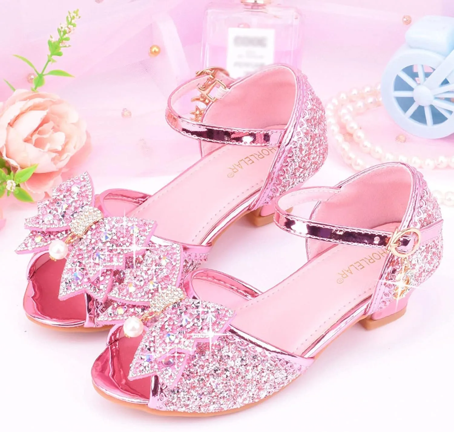Little Girls Dress Pumps Glitter Sequins Princess Low Heels Princess Dress Shoes Party Dance Shoes Rhinestone Sandals