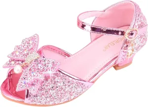 Little Girls Dress Pumps Glitter Sequins Princess Low Heels Princess Dress Shoes Party Dance Shoes Rhinestone Sandals