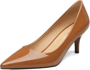 Low Heels Pumps for Women Pointed Closed Toe Wide Width Kitten Short Heels Comfortable Casual Work Business Office Wedding Dressy Shoes 2.3 Inch