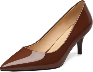Low Heels Pumps for Women Pointed Closed Toe Wide Width Kitten Short Heels Comfortable Casual Work Business Office Wedding Dressy Shoes 2.3 Inch