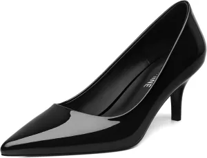 Low Heels Pumps for Women Pointed Closed Toe Wide Width Kitten Short Heels Comfortable Casual Work Business Office Wedding Dressy Shoes 2.3 Inch