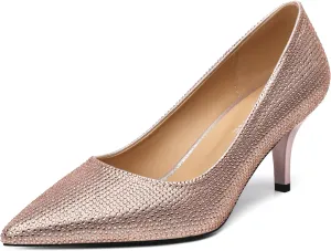 Low Heels Pumps for Women Pointed Closed Toe Wide Width Kitten Short Heels Comfortable Casual Work Business Office Wedding Dressy Shoes 2.3 Inch