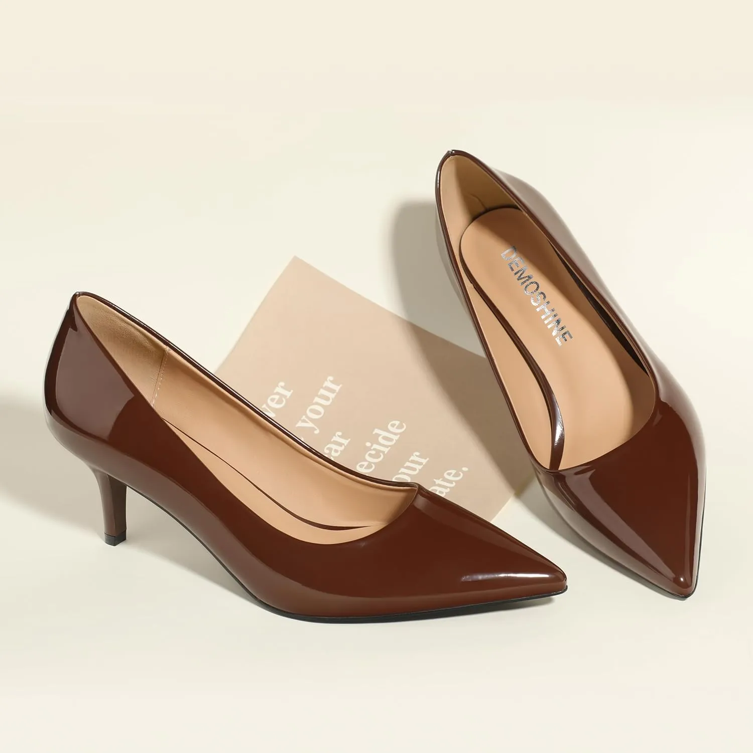 Low Heels Pumps for Women Pointed Closed Toe Wide Width Kitten Short Heels Comfortable Casual Work Business Office Wedding Dressy Shoes 2.3 Inch