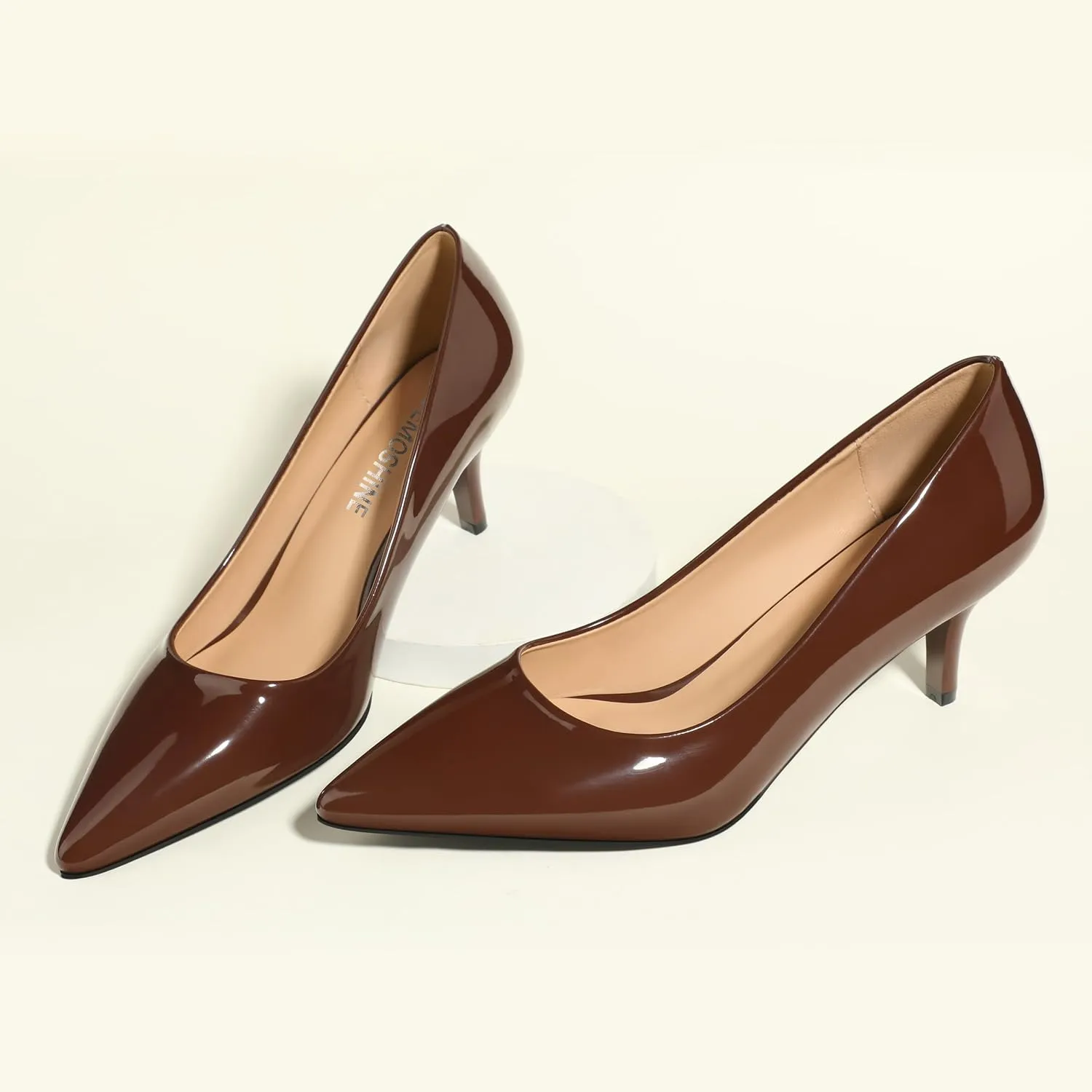 Low Heels Pumps for Women Pointed Closed Toe Wide Width Kitten Short Heels Comfortable Casual Work Business Office Wedding Dressy Shoes 2.3 Inch