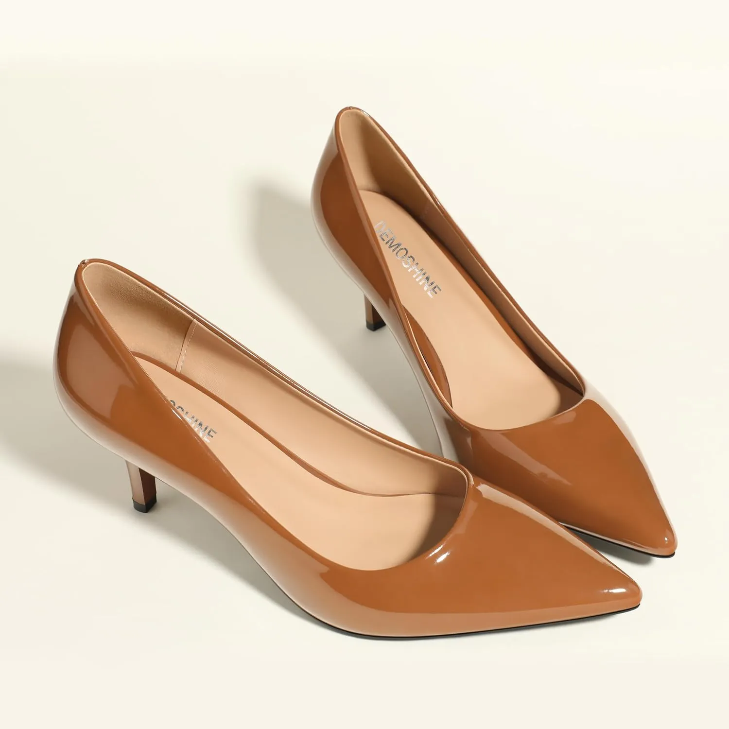 Low Heels Pumps for Women Pointed Closed Toe Wide Width Kitten Short Heels Comfortable Casual Work Business Office Wedding Dressy Shoes 2.3 Inch