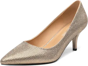 Low Heels Pumps for Women Pointed Closed Toe Wide Width Kitten Short Heels Comfortable Casual Work Business Office Wedding Dressy Shoes 2.3 Inch