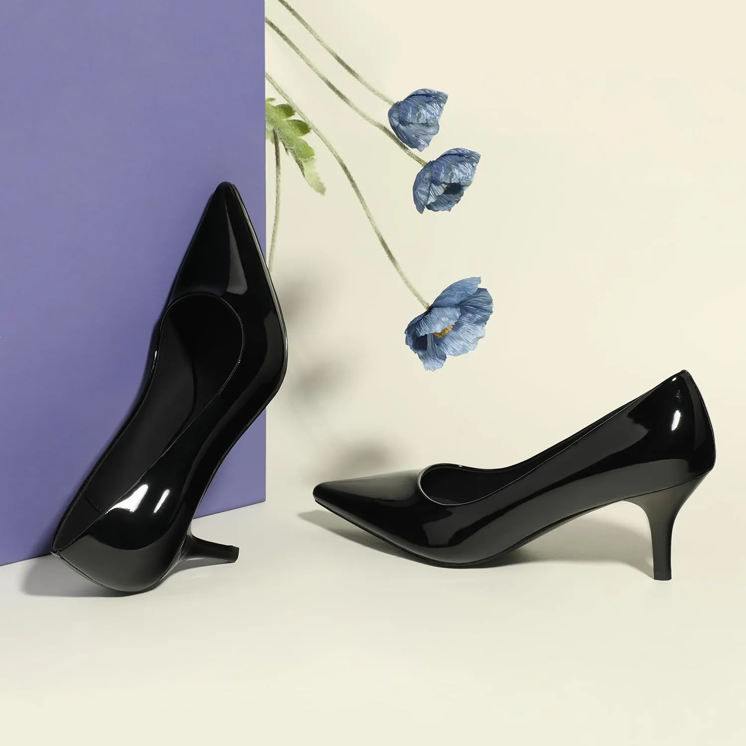 Low Heels Pumps for Women Pointed Closed Toe Wide Width Kitten Short Heels Comfortable Casual Work Business Office Wedding Dressy Shoes 2.3 Inch