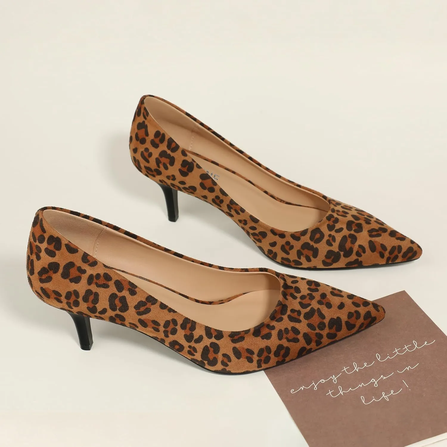 Low Heels Pumps for Women Pointed Closed Toe Wide Width Kitten Short Heels Comfortable Casual Work Business Office Wedding Dressy Shoes 2.3 Inch