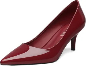 Low Heels Pumps for Women Pointed Closed Toe Wide Width Kitten Short Heels Comfortable Casual Work Business Office Wedding Dressy Shoes 2.3 Inch