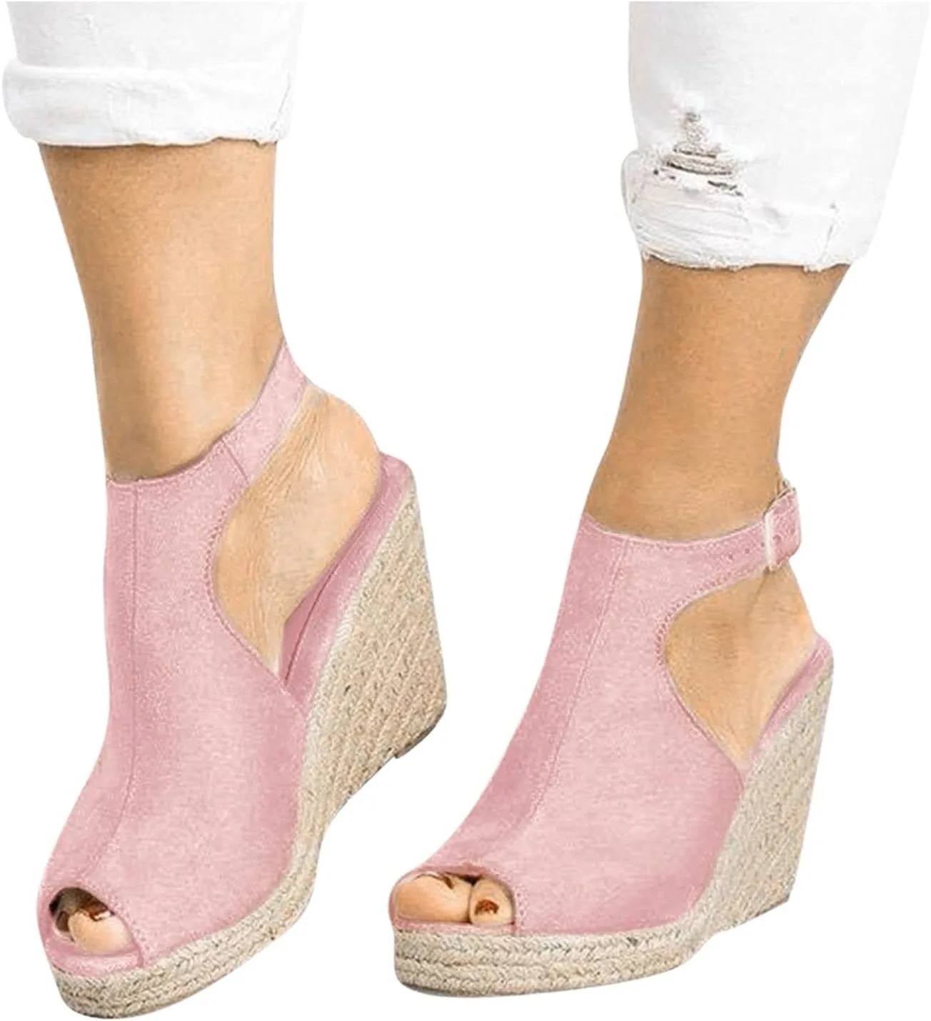 Masbird Wedge Sandals for Women Casual Summer Womens Sandals Wedges Platform High Ankle Strappy Open Toe Summer Beach Sandals