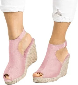 Masbird Wedge Sandals for Women Casual Summer Womens Sandals Wedges Platform High Ankle Strappy Open Toe Summer Beach Sandals