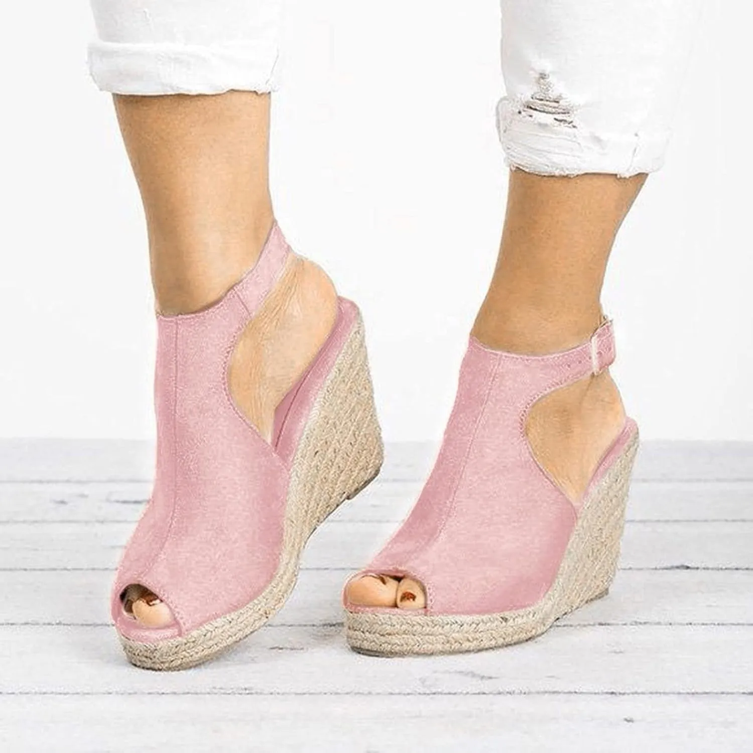 Masbird Wedge Sandals for Women Casual Summer Womens Sandals Wedges Platform High Ankle Strappy Open Toe Summer Beach Sandals