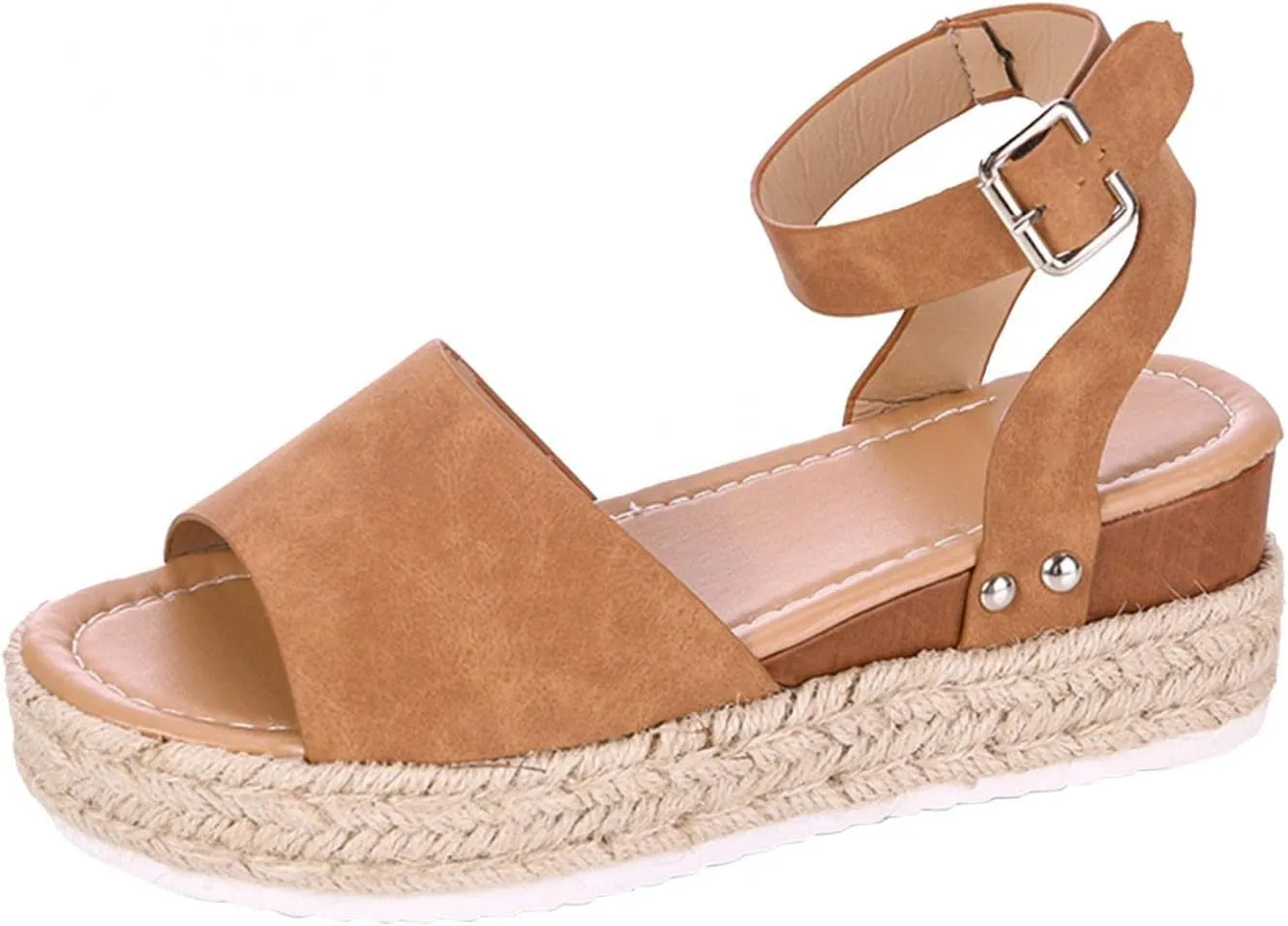 Masbird Wedge Sandals for Women Casual Summer Womens Sandals Wedges Platform High Ankle Strappy Open Toe Summer Beach Sandals