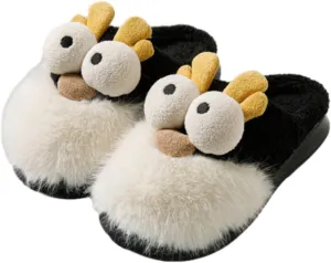 Men Women Cute Reindee Flcee Slip-on Slippers Non Slip Cotton Linen Indoor Outdoor Warm Home Soft Sole Slipper Cozy Fluffy Fall Winter Home Slippers