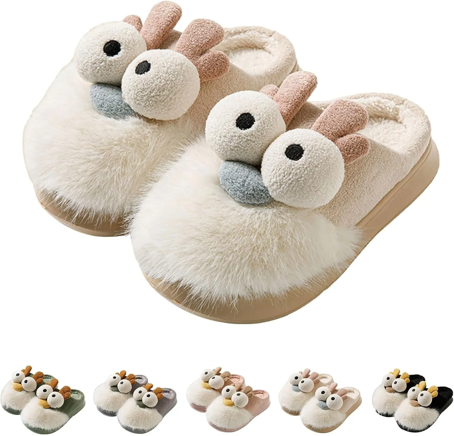 Men Women Cute Reindee Flcee Slip-on Slippers Non Slip Cotton Linen Indoor Outdoor Warm Home Soft Sole Slipper Cozy Fluffy Fall Winter Home Slippers