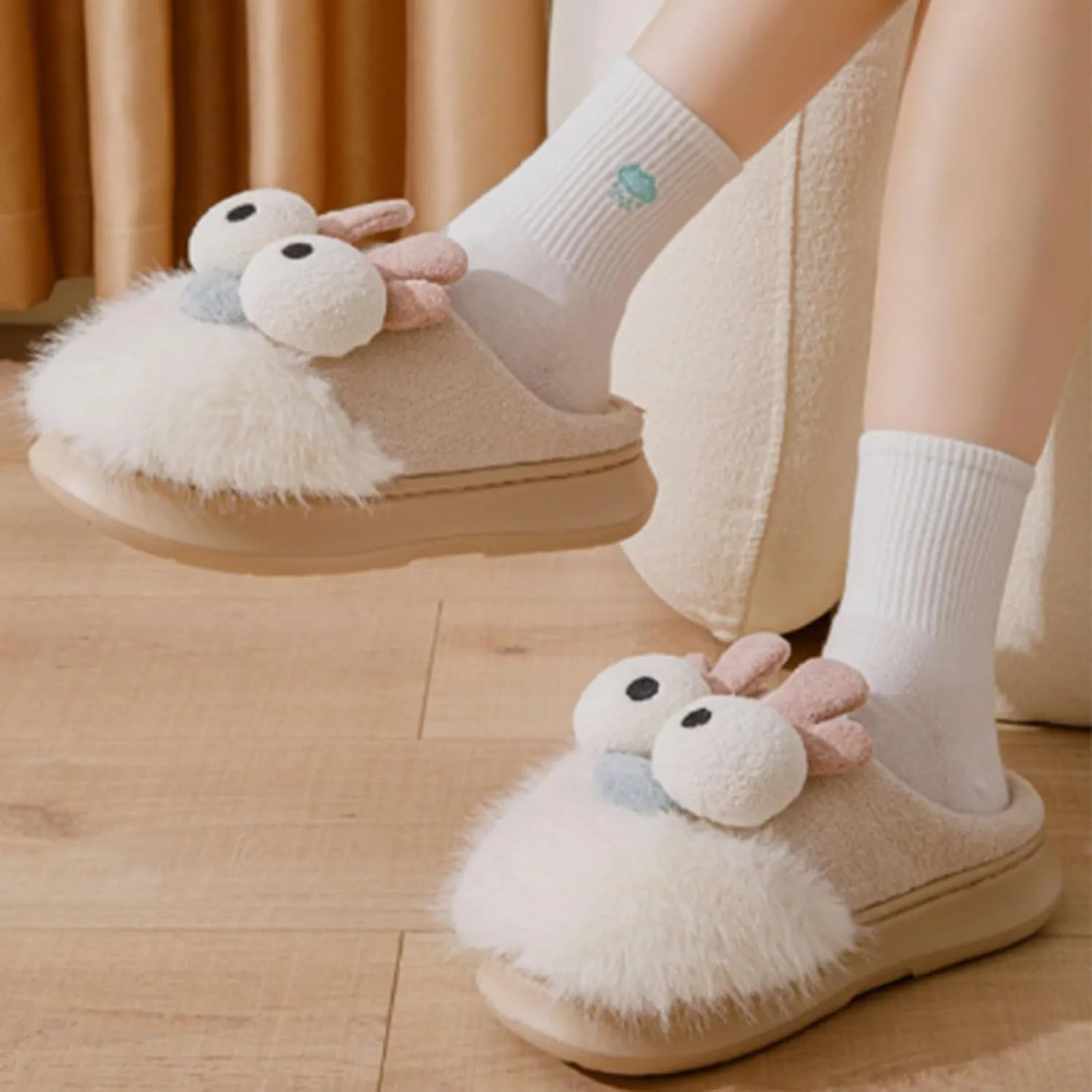 Men Women Cute Reindee Flcee Slip-on Slippers Non Slip Cotton Linen Indoor Outdoor Warm Home Soft Sole Slipper Cozy Fluffy Fall Winter Home Slippers