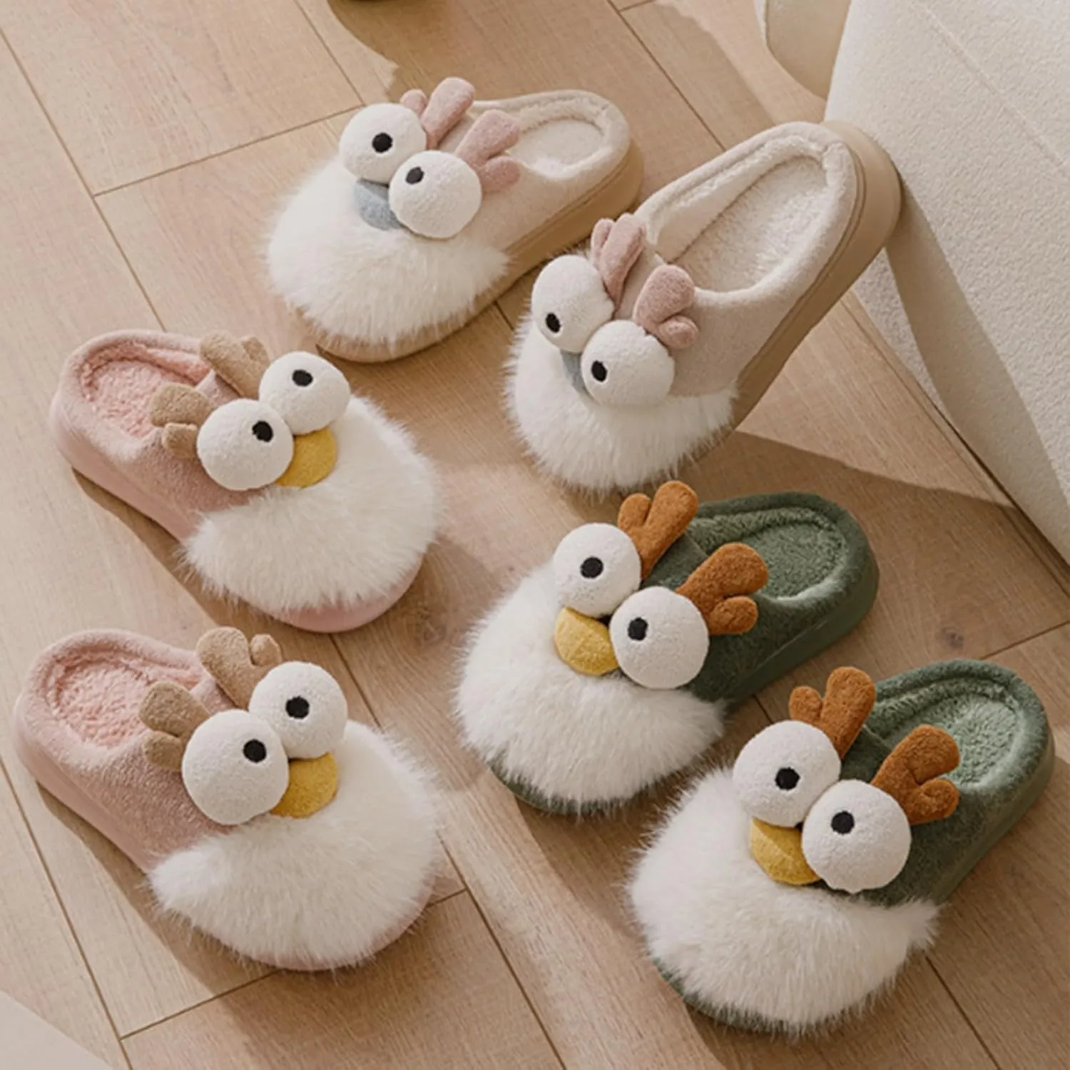 Men Women Cute Reindee Flcee Slip-on Slippers Non Slip Cotton Linen Indoor Outdoor Warm Home Soft Sole Slipper Cozy Fluffy Fall Winter Home Slippers
