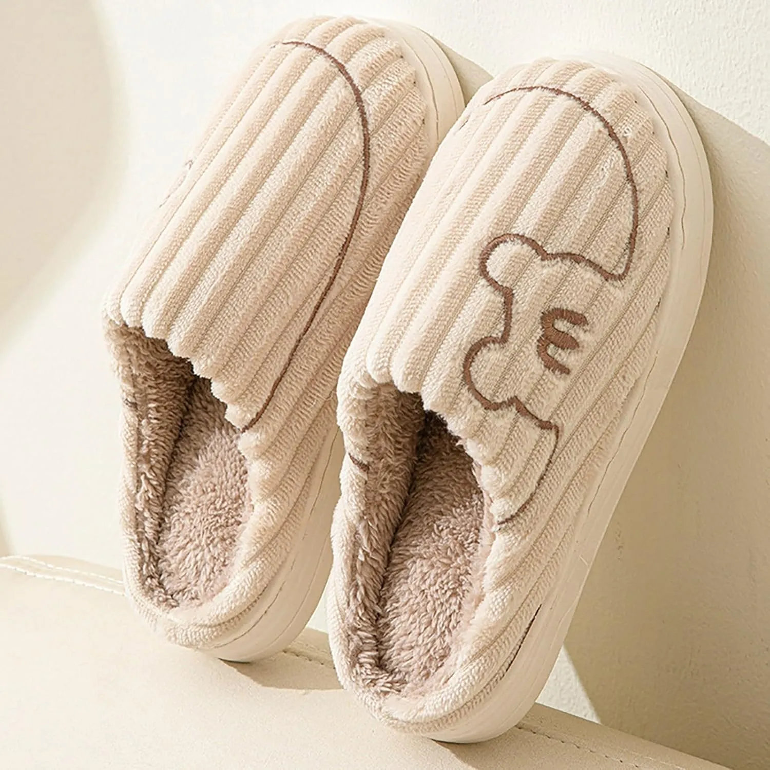 Men Women House Slippers Non Slip Cotton Plush Lined Home Slipper Indoor and Outdoor Sort Cozy Bedroom Slippers