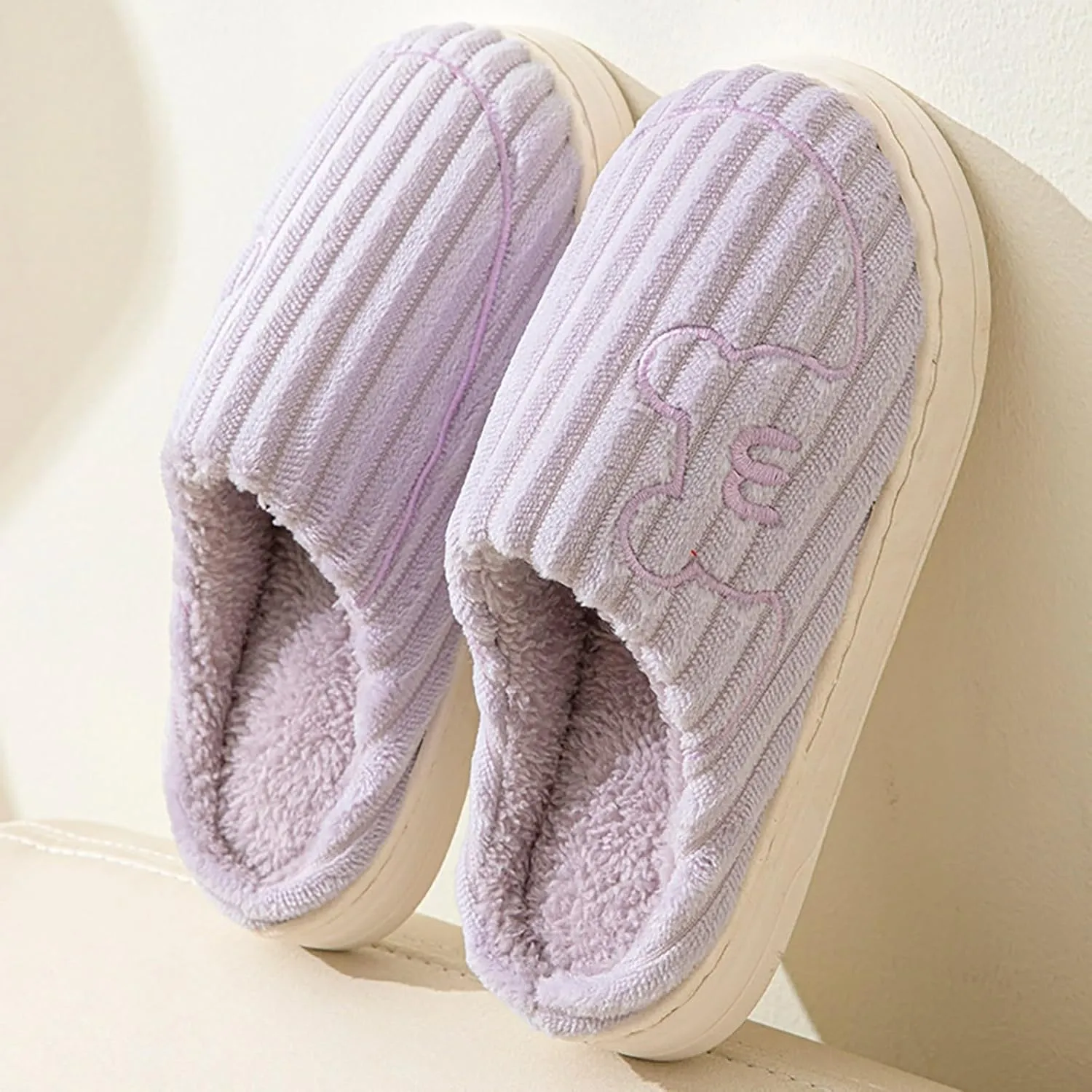 Men Women House Slippers Non Slip Cotton Plush Lined Home Slipper Indoor and Outdoor Sort Cozy Bedroom Slippers
