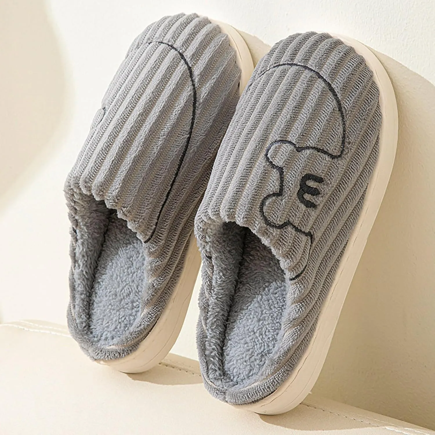 Men Women House Slippers Non Slip Cotton Plush Lined Home Slipper Indoor and Outdoor Sort Cozy Bedroom Slippers
