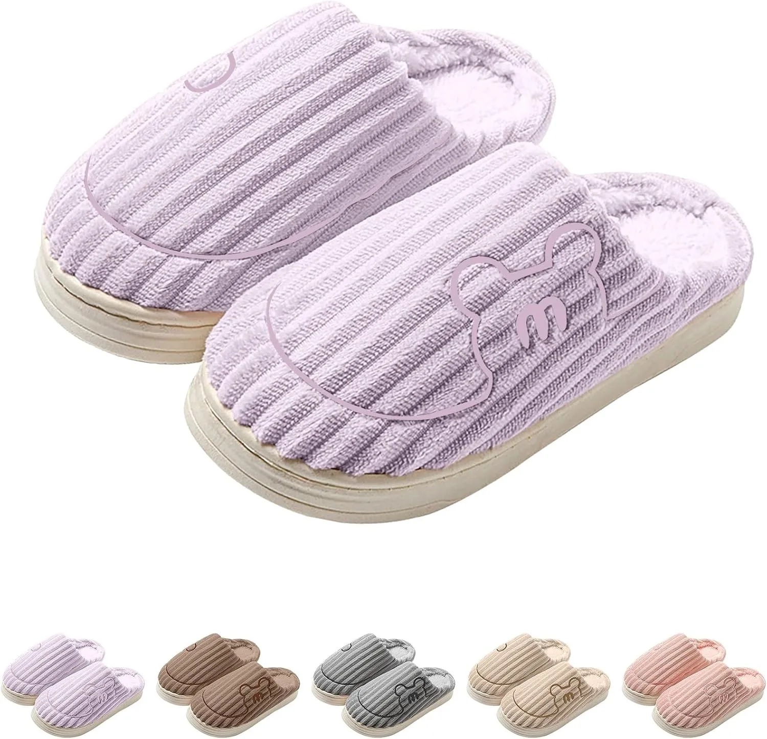 Men Women House Slippers Non Slip Cotton Plush Lined Home Slipper Indoor and Outdoor Sort Cozy Bedroom Slippers