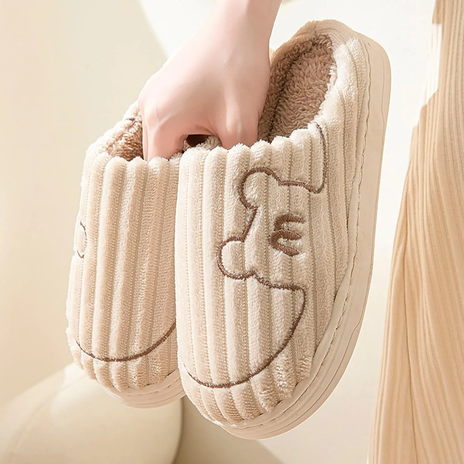 Men Women House Slippers Non Slip Cotton Plush Lined Home Slipper Indoor and Outdoor Sort Cozy Bedroom Slippers