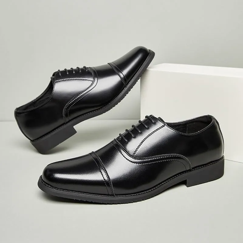 Men's Classic Cap Toe Oxford Dress Shoes Genuine Leather Business Formal Shoes with Rubber Anti-Slip Outsole