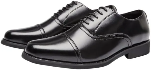 Men's Classic Cap Toe Oxford Dress Shoes Genuine Leather Business Formal Shoes with Rubber Anti-Slip Outsole
