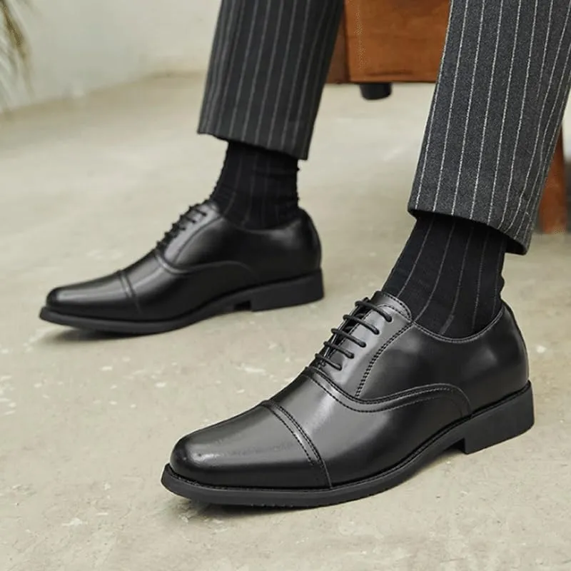 Men's Classic Cap Toe Oxford Dress Shoes Genuine Leather Business Formal Shoes with Rubber Anti-Slip Outsole