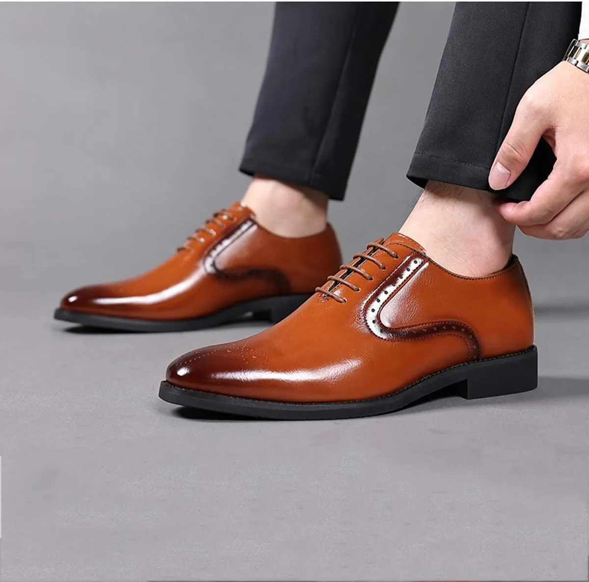 Men's Dress Oxfords Shoes Non-Slip Brogues Classic Bussiness Oxford Derby Shoes for Men