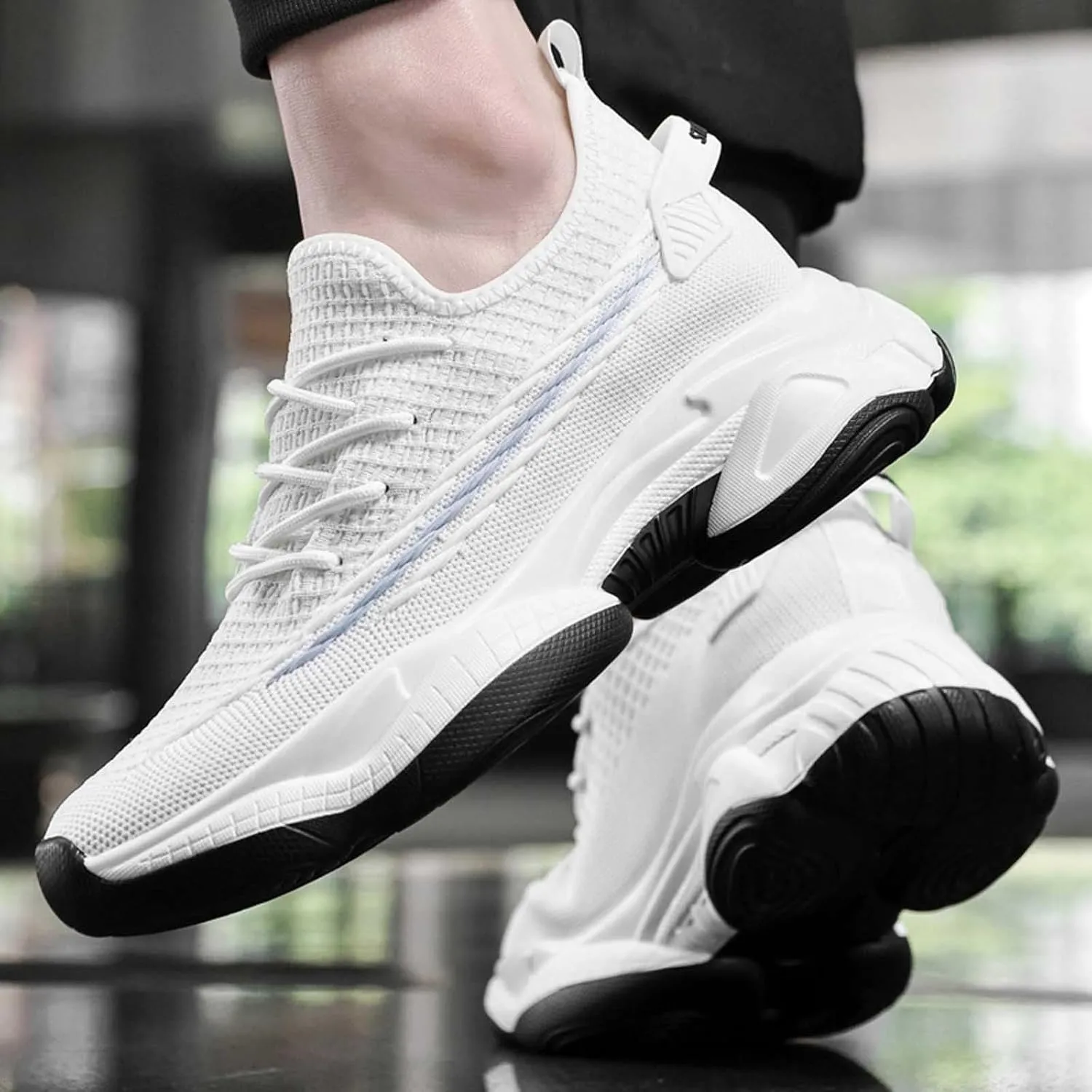 Men's Fashion Solid Color Mesh Fabric Inside Heightening Sports Shoes Casual Breathable Running Shoes Mens Lite Adapt Sneaker -