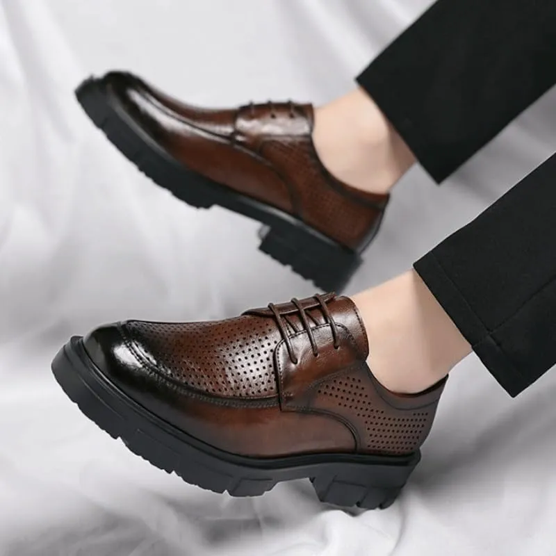 Men's Genuine Leather Penny Loafers - Summer Business Casual Shoes with Cushioned Collar for Odor-Free All-Day Wear