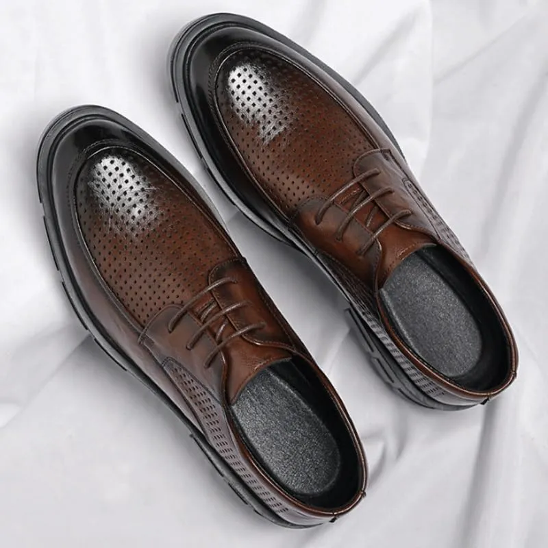 Men's Genuine Leather Penny Loafers - Summer Business Casual Shoes with Cushioned Collar for Odor-Free All-Day Wear